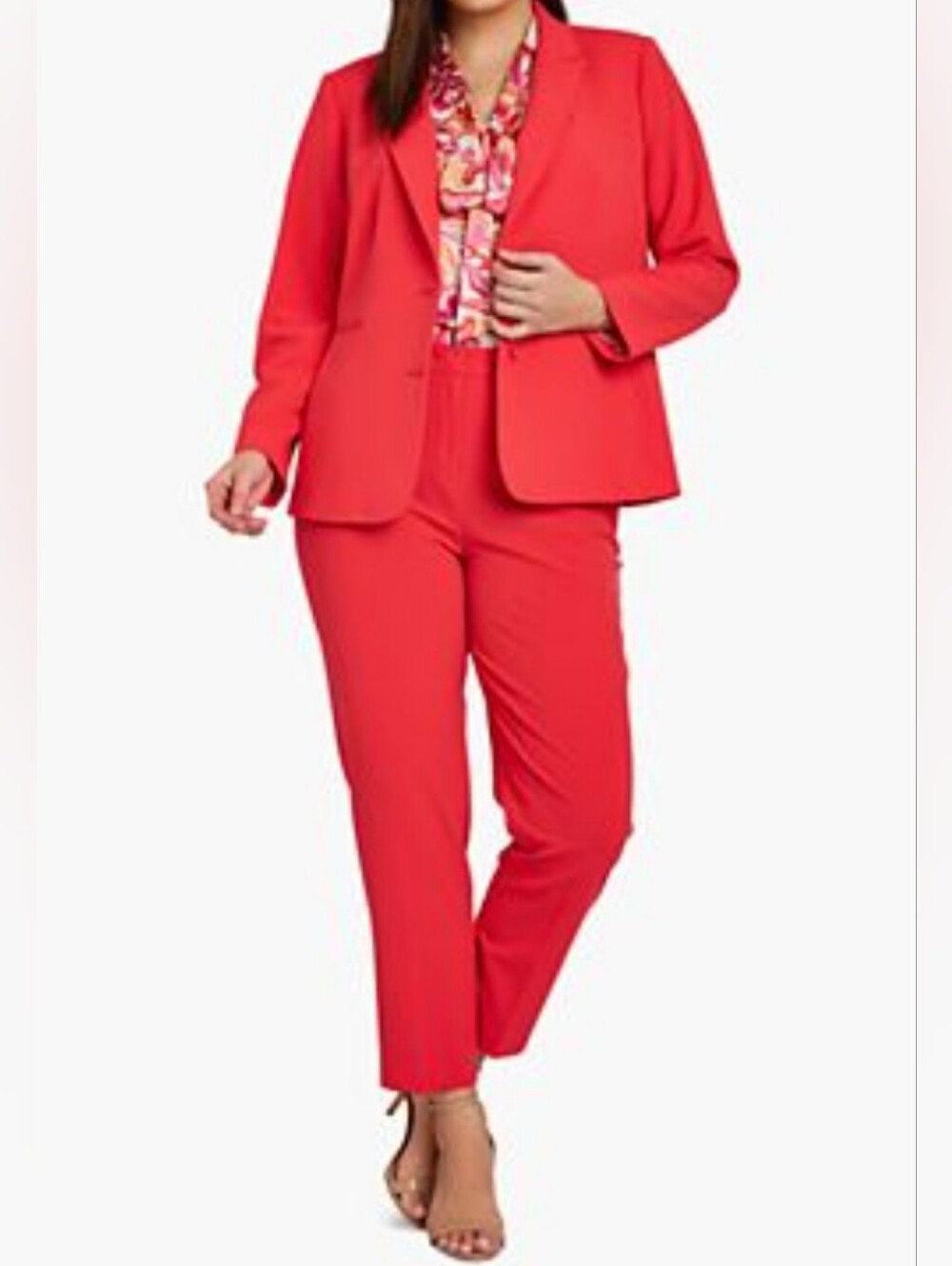 Style & Co 24 Cotton Red Suit Women's Blazer + Pants Set Plus Size